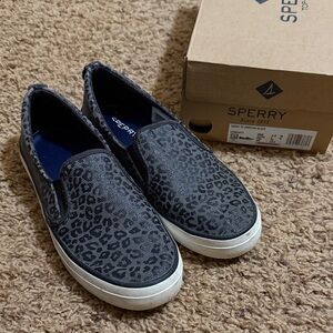 Sperry Black Leopard Print Sneakers